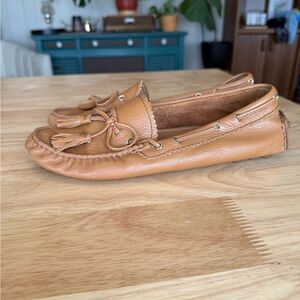 Coach Tan Leather Moccasins with Tassels